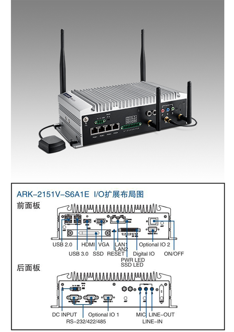 全新研華無風(fēng)扇嵌入式工控機(jī) 車載應(yīng)用 ARK-2151V