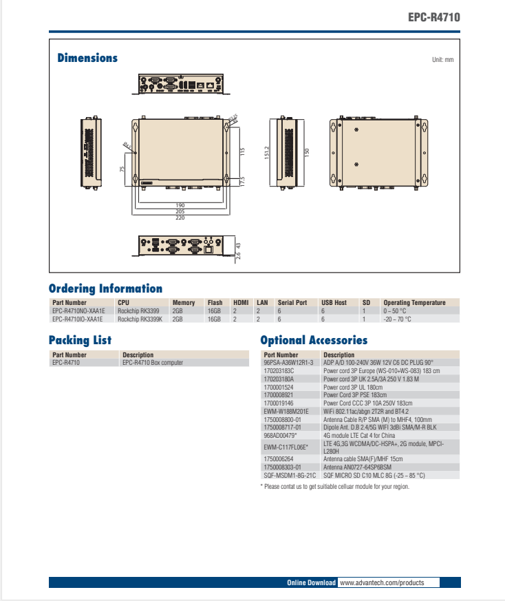 研華EPC-R4710 Rockchip RK3399 嵌入式工控機，