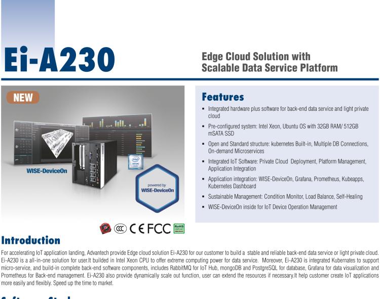 研華EI-A230 研華 EI-A230，邊緣計(jì)算系統(tǒng)服務(wù)器，搭載Intel Xeon E3-1275 V6 CPU，32GB RAM，512GB mSATA SSD，1T HDD *2，預(yù)裝Ubuntu 16.04操作系統(tǒng)。