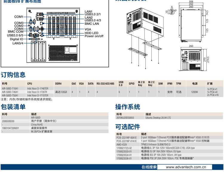 研華AIR-500D Intel Xeon D-1700 系列高性能AI邊緣服務器