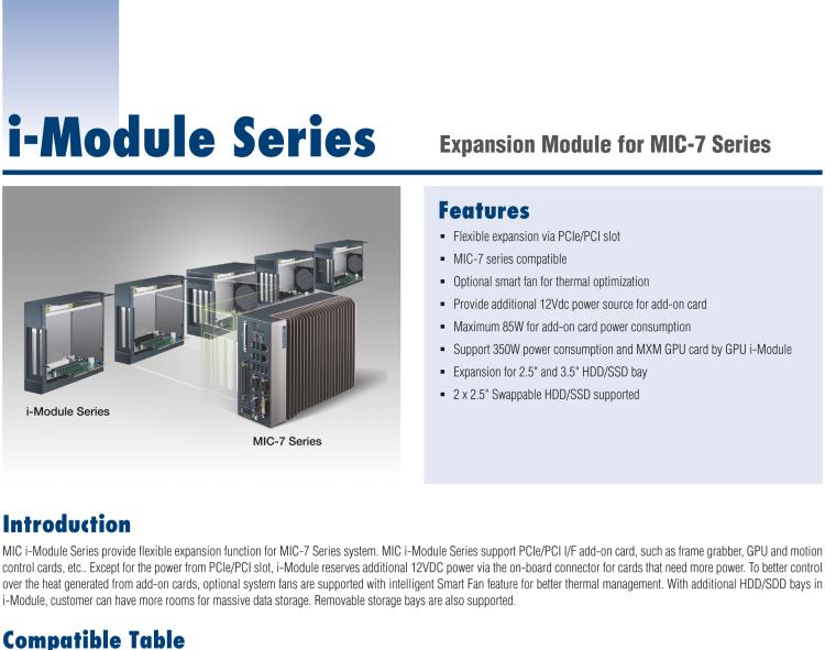 研華MIC-75M10 帶1個PCIe x16的1插槽擴展i-Module