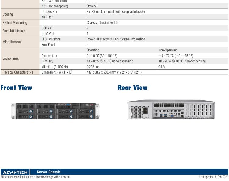 研華HPC-7282 2U 機(jī)架式機(jī)箱，適用于 Micro/ATX 服務(wù)器主板，支持8個(gè)2.5寸/3.5寸熱插拔硬盤(pán)，7個(gè)半高擴(kuò)展槽