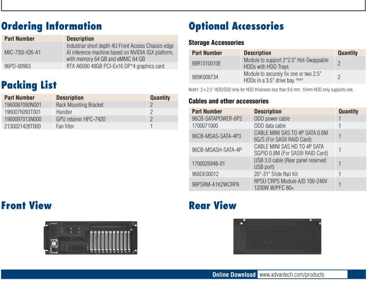 研華MIC-735I-IO NVIDIA IGX Platform for 4U Front Access Chassis