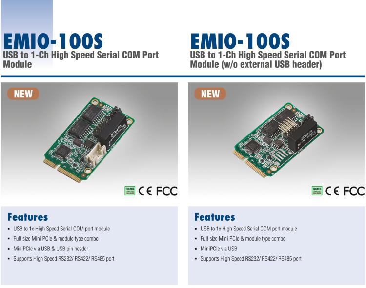 研華EMIO-100S 高速串行 COM 模塊，1 路，USB I/F