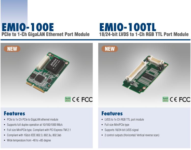 研華EMIO-100E GigaLAN 以太網(wǎng)模塊、1-Ch、PCIe I/F