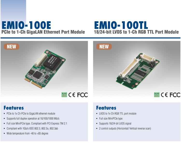 研華EMIO-100TL 1 路，18/24-bit LVDS 轉 RGB TTL 模塊