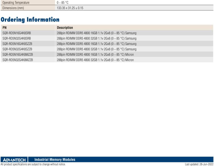 研華SQR-RD5N Registered DIMM DDR5 4800