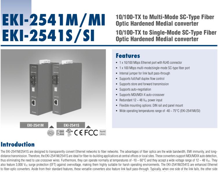 研華EKI-2541M 工業(yè)級(jí)百兆多模光電轉(zhuǎn)換器