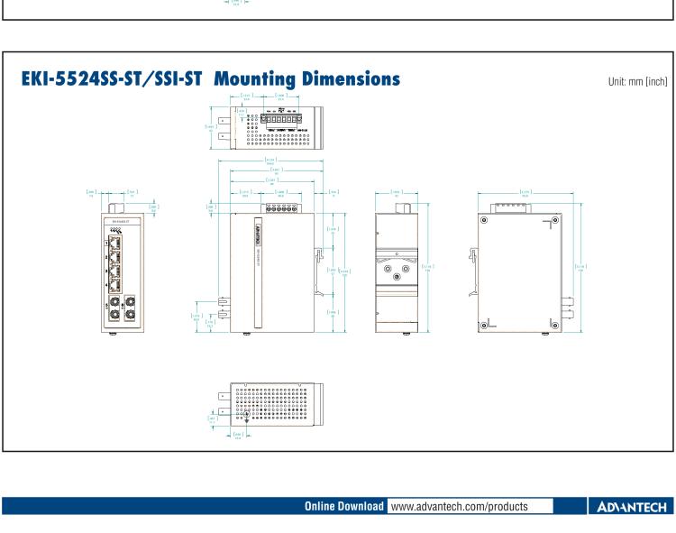 研華EKI-5524SSI 2光4電百兆ProView(組態(tài))系列工業(yè)以太網(wǎng)交換機(jī)(包含單模/多模、SC/ST接口)