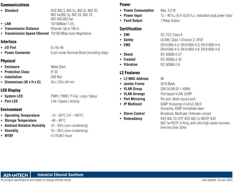 研華EKI-5528-PNMA 8端口支持 PROFINET MRP Master 協(xié)議簡易網(wǎng)管型工業(yè)交換機(jī)