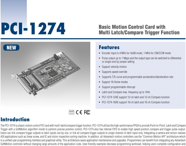 研華PCI-1274 四軸PCI接口DSP架構(gòu)帶比較觸發(fā)功能運動控制卡