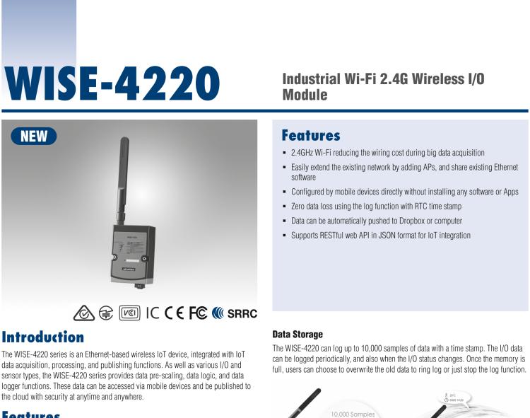 研華WISE-4220 WiFi 2.4G無線I/O模塊