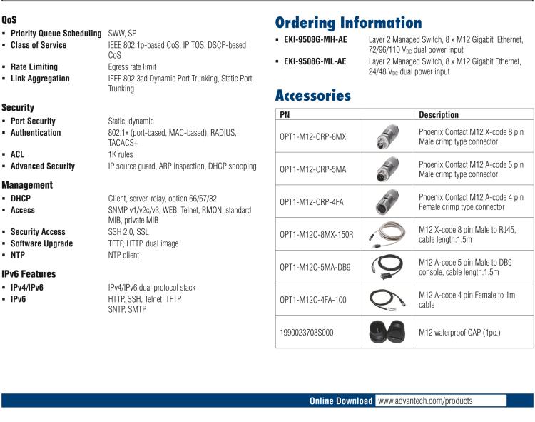 研華EKI-9508G-ML EN50155 Managed Ethernet Switch with 8GE, 24-48 VDC