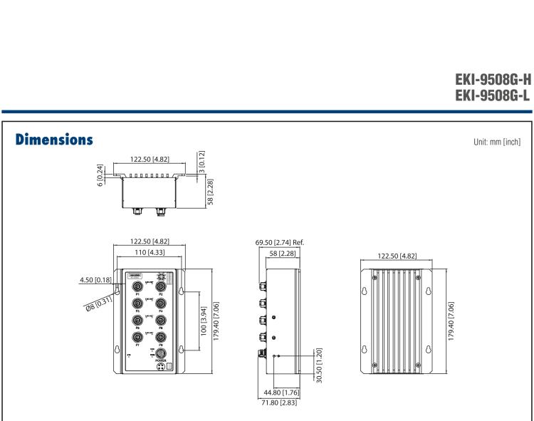 研華EKI-9508G-H 8個(gè)千兆M12端口非網(wǎng)管EN50155交換機(jī)， 支持72/96/110 VDC供電