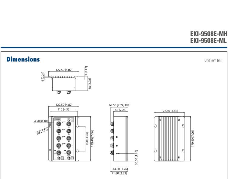 研華EKI-9508E-MH 8個(gè)百兆M12端口非網(wǎng)管EN50155交換機(jī)， 支持72/96/110 VDC供電