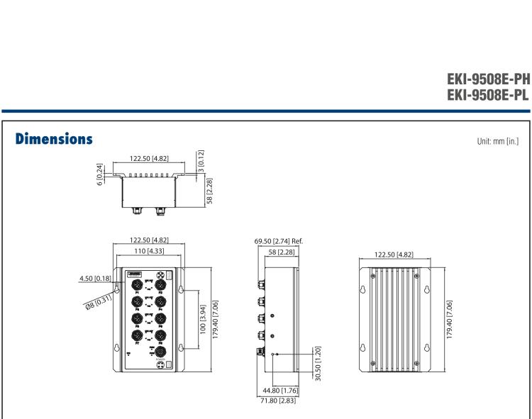 研華EKI-9508E-PL EN50155 Unmanaged Ethernet Switch with 8FE, 24-48 VDC