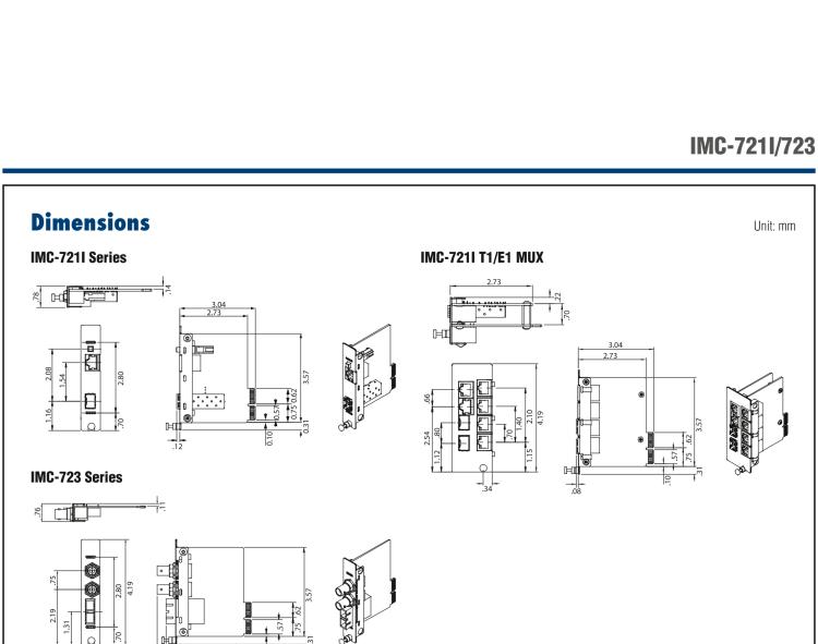 研華IMC-721I-SSET Managed Hardened Modular Media Converter, DS1, Single mode 1310xmt, 40km, SC (also known as iMcV 850-18124)