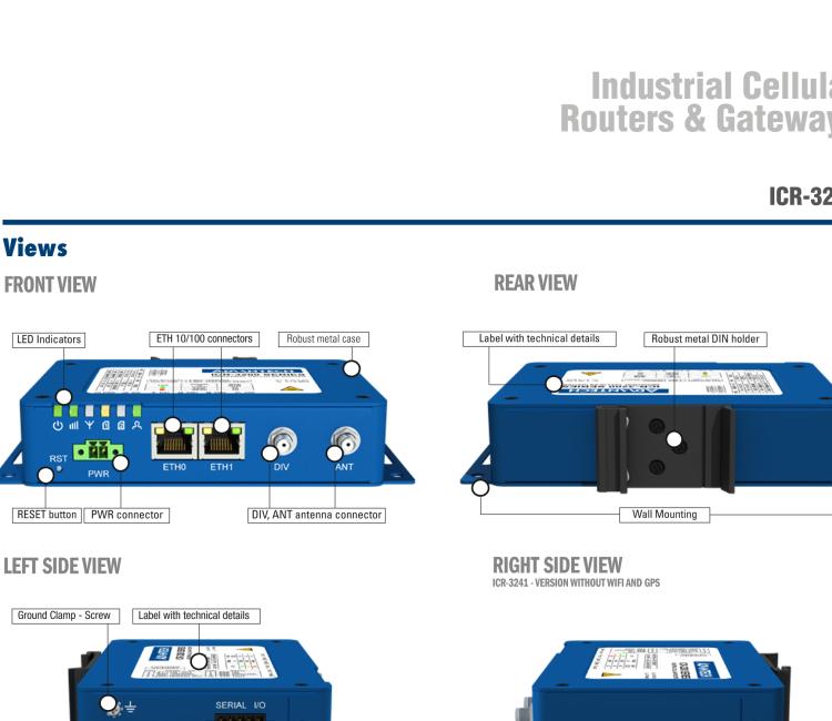 研華ICR-3241W-1ND ICR-3200, NAM, FirstNet, 2x Ethernet, 1x RS232, 1x RS485, Wi-Fi, Metal, Without Accessories