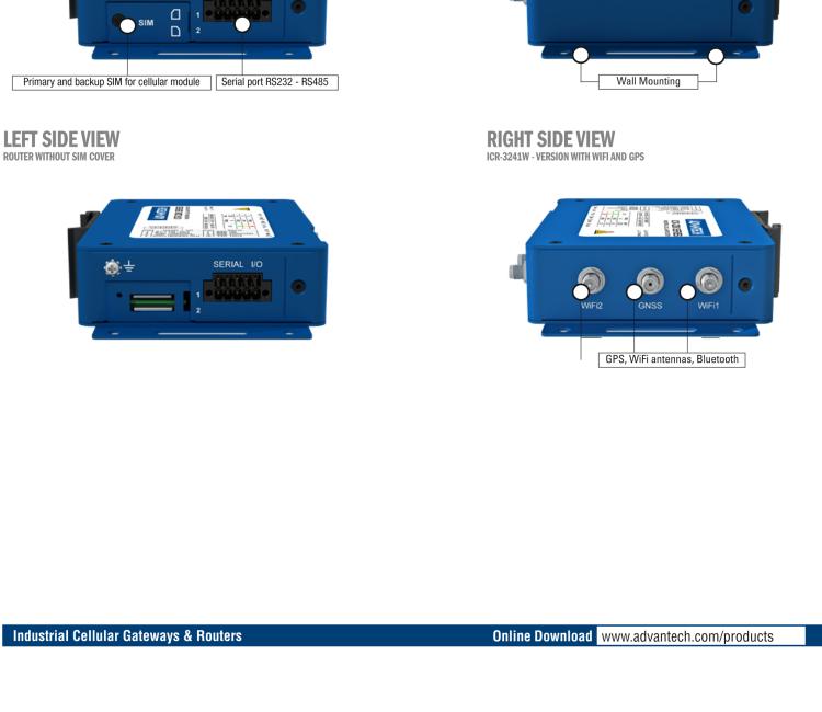 研華ICR-3241W-1ND ICR-3200, NAM, FirstNet, 2x Ethernet, 1x RS232, 1x RS485, Wi-Fi, Metal, Without Accessories