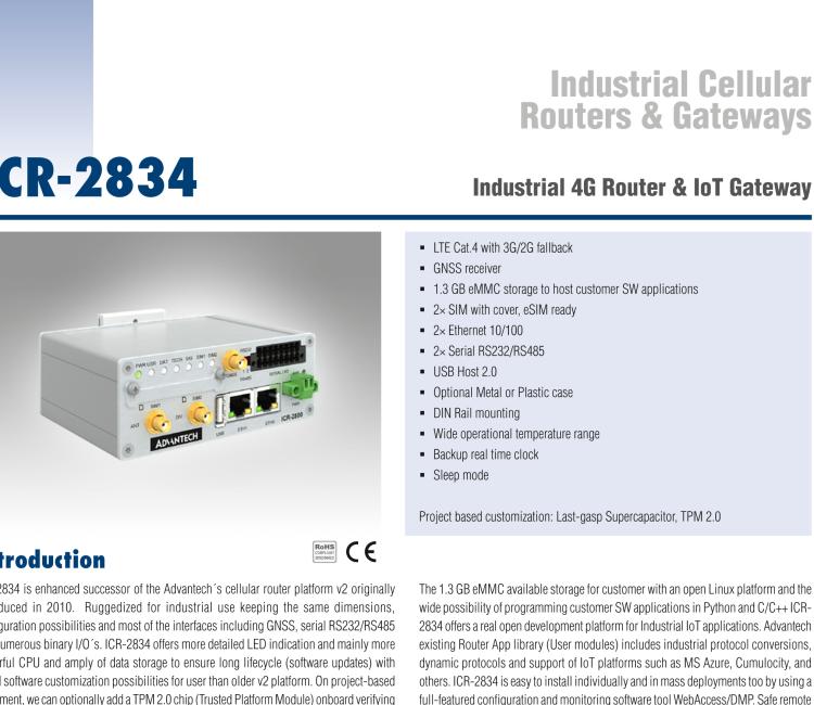 研華ICR-2834GA02 ICR-2800, EMEA, 2x Ethernet, 2× RS232/RS485, USB, GPS, Metal, UK ACC