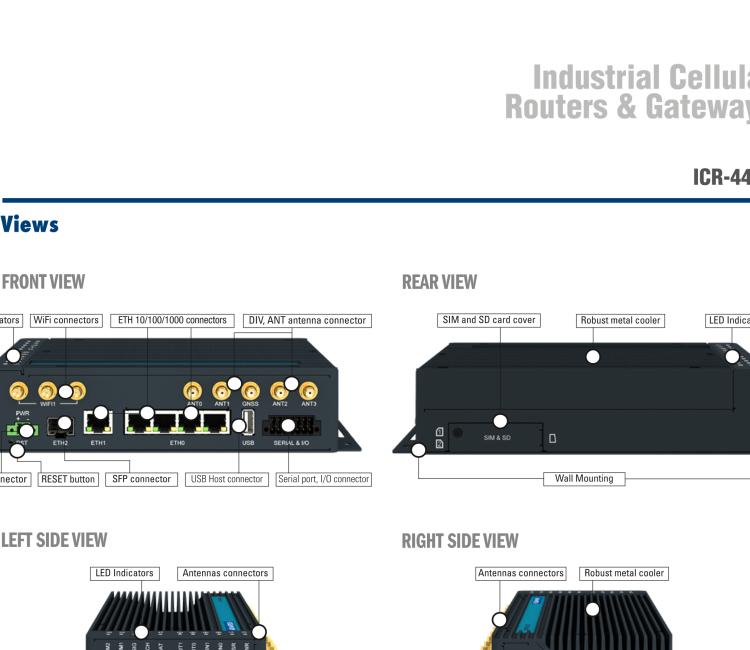 研華ICR-4453 ICR-4400, EUROPE, NAM, 5x Ethernet, 1x RS232, 1x RS485, CAN, SFP, USB, SD, Without Accessories