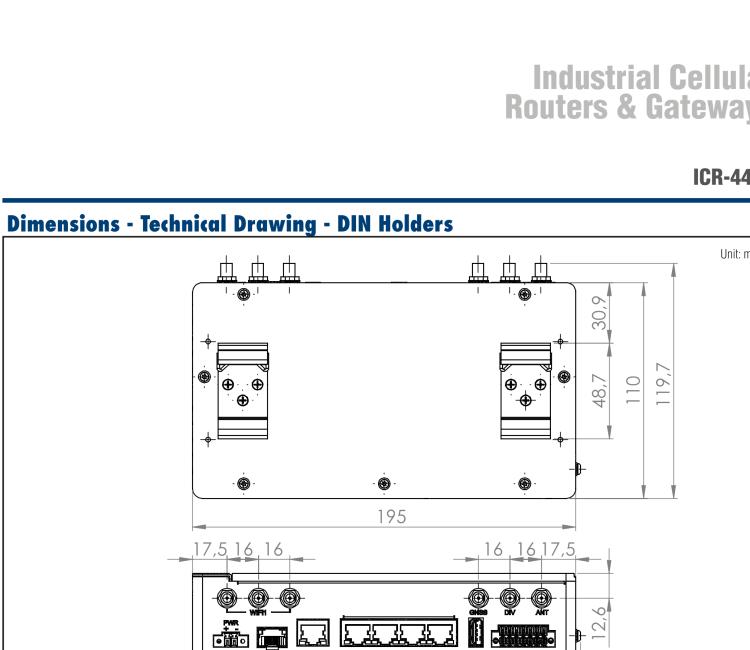 研華ICR-4434 ICR-4400, GLOBAL, 5x Ethernet, 1x RS232, 1x RS485, CAN, SFP, USB, SD, Without Accessories