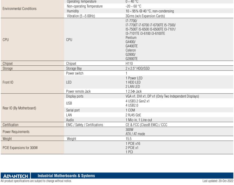 研華EPC-B5505 適配Intel? 第6/7代 Core ? i/Xeon E3系列處理器，搭載H110芯片組。標(biāo)準(zhǔn)4U上架，廣泛適用于各種行業(yè)。