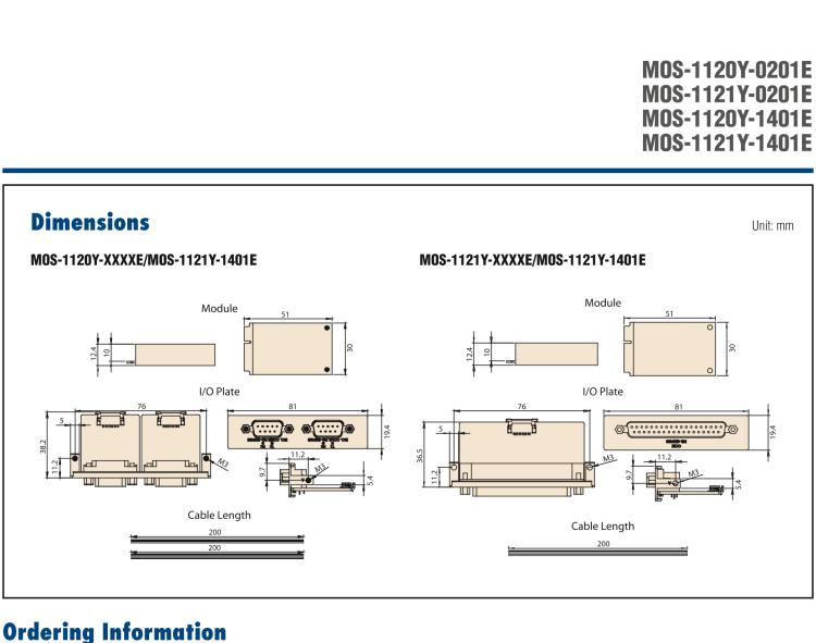 研華MOS-1120Y-1401E Non-Isolated RS-232, 4-Ports, DB9, PCIe I/F