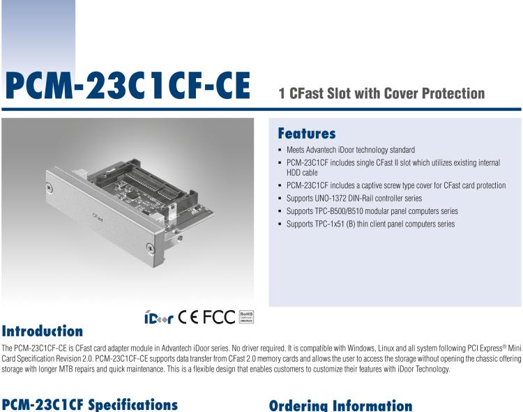 研華PCM-23C1CF 1插口CFast插槽，帶保護(hù)蓋