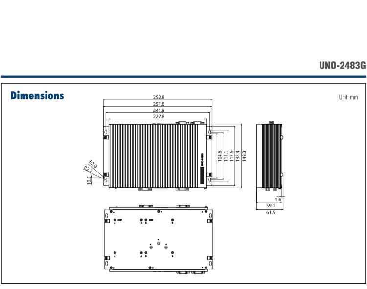 研華UNO-2483G 標準型嵌入式無風扇工業(yè)電腦，搭配Intel? Core? i7/i3/Celeron處理器，4×GbE, 3×mPCIe, HDMI/VGA