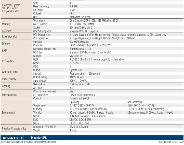 研華AiMC-3200 智能微型工控機(jī)，Intel Core i7/i5/i3 CPU,2 擴(kuò)展槽，250W 80 Plus PSU