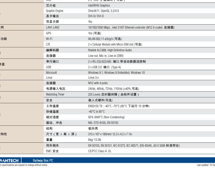 研華ARS-2610 EN50155 Intel? i7-6600U/i7-7600U 無風(fēng)扇設(shè)計(jì)之列車車輛控制系統(tǒng)