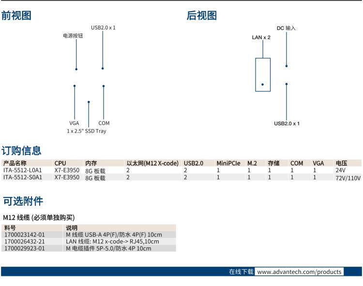 研華ITA-5512 Intel?Atom? E3950 無(wú)風(fēng)扇緊湊型系統(tǒng) 符合EN 50155 鐵路應(yīng)用產(chǎn)品