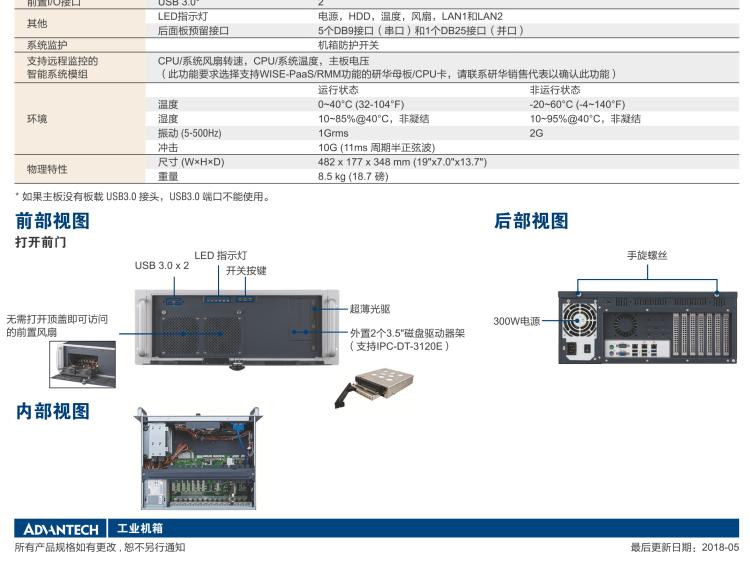 研華IPC-941 348mm深度緊湊型4U機(jī)架式機(jī)箱，支持ATX主板