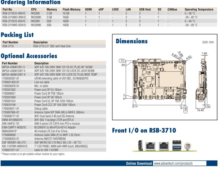 研華RSB-3710 Rockchip RK3399 Cortex-A72 2.5" 單板電腦，帶 UIO40-Express擴(kuò)展