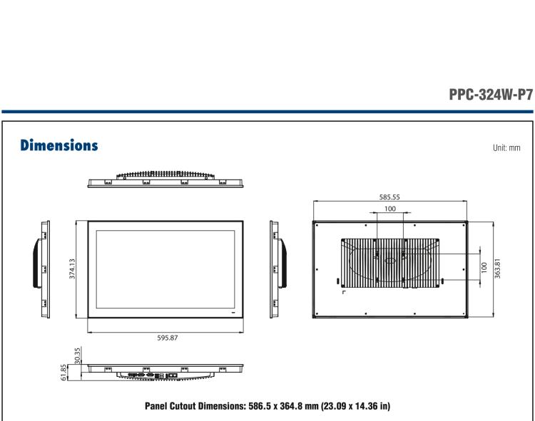 研華PPC-324W-P7 23.8" 寬屏無風扇工業(yè)平板電腦 Intel? Core? i 處理器