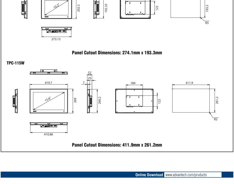 研華TPC-110W 10.1" Touch Panel Computer with ARM Cortex?-A53 Processor