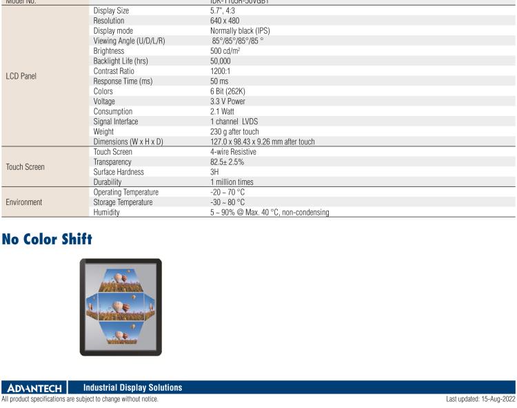 研華IDK-1105 5.7" VGA 工業(yè)顯示套件，帶觸摸屏解決方案和 LVDS 接口