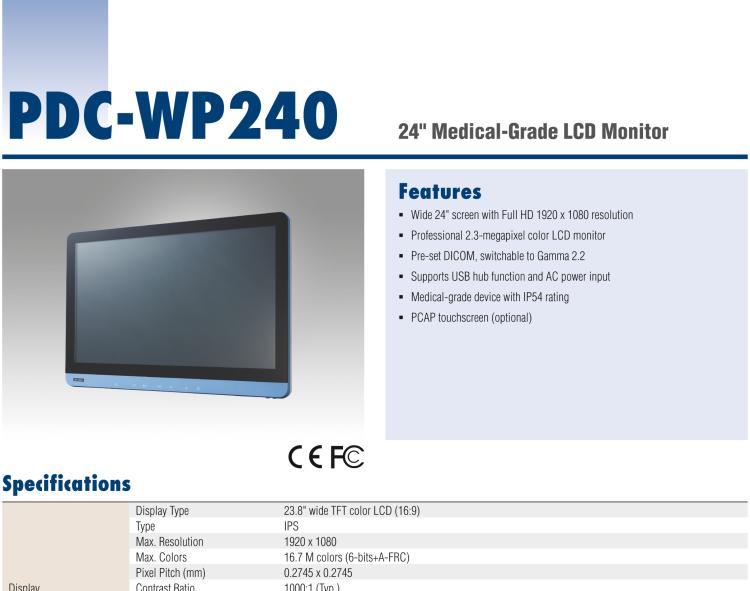 研華PDC-WP240 24" Medical Display with Internal Power Supply