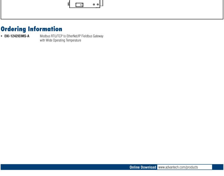 研華EKI-1242IEIMS Modbus RTU/TCP to EtherNet/IP Protocol Gateway, Wide Temperature