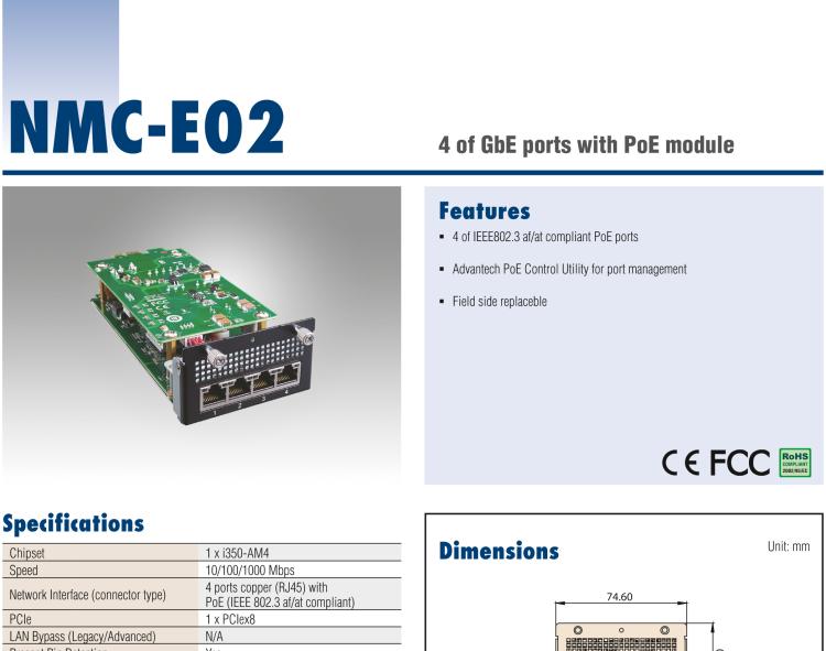 研華NMC-E02 4 of GbE ports with PoE module