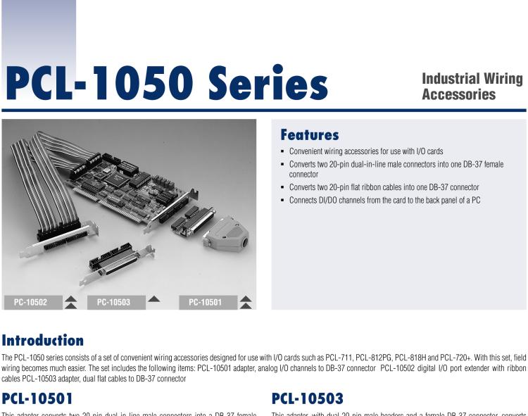 研華PCL-10502 擴充器，接駁到電腦插槽板的雙20P延長線纜