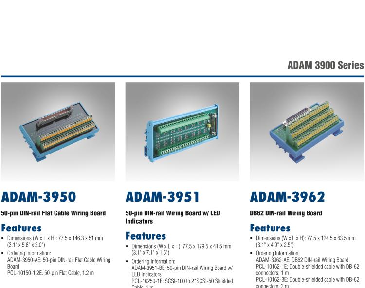 研華ADAM-3950 50芯扁平電纜接線端子，DIN導(dǎo)軌安裝