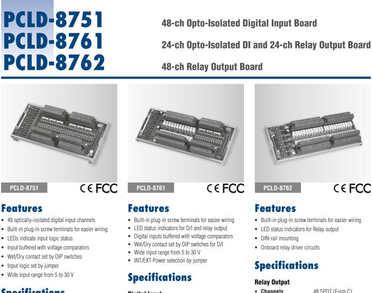 研華PCLD-8761 24繼電器和24通道隔離D/I板