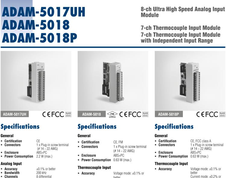 研華ADAM-5018P 7通道熱電偶輸入模塊，具獨(dú)立輸入范圍