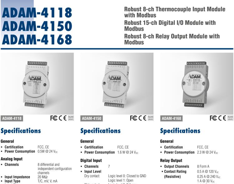 研華ADAM-4118 堅固型8路熱電偶輸入模塊，帶Modbus