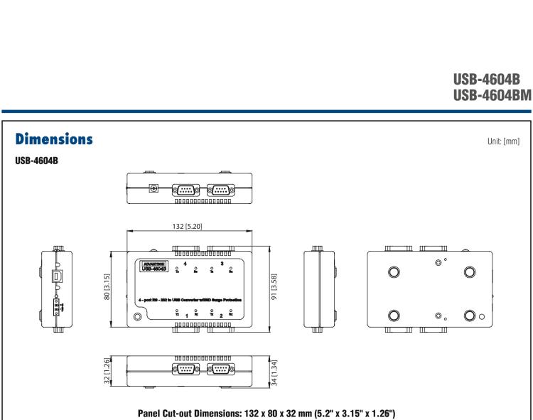 研華USB-4604BM USB轉(zhuǎn)4端口RS-232/422/485 轉(zhuǎn)換器，帶浪涌保護(hù)