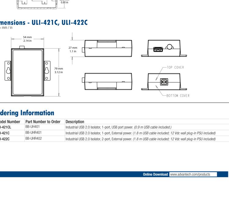 研華BB-UHR401 ULI-421C 高穩(wěn)固力1 端口 USB 隔離器