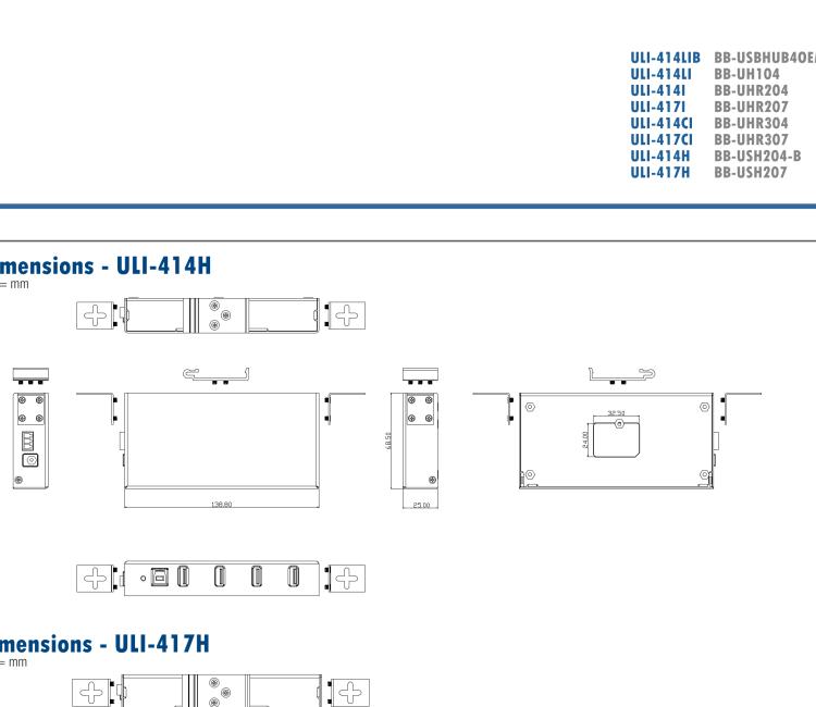 研華BB-USBHUB4OEM ULI-414LIB-工業(yè)USB 2.0集線器，4端口，高穩(wěn)固力連接器