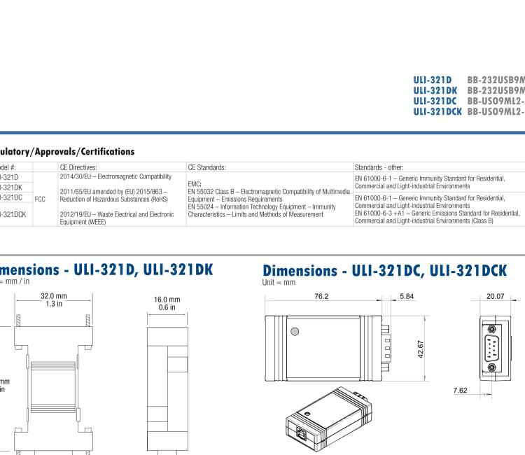 研華BB-232USB9M-LS ULI-321DK USB 2.0到RS-232轉(zhuǎn)換器，DB9公頭 端口號鎖定